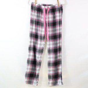 Jenni Pink, Grey & White Plaid Flannel Pajama Pants (Drawstring)